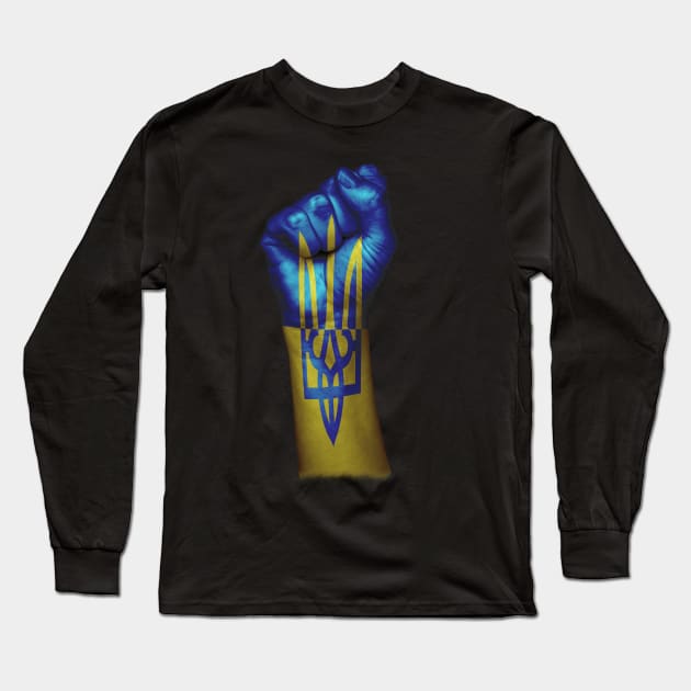 Fight like ukrainian, Trident on a Raised Clenched Fist Long Sleeve T-Shirt by  Funny .designs123